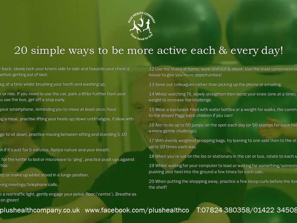 20 simple ways to be more active each & every day